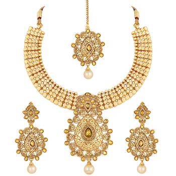 Marvellous Designer Gold Plated Choker Necklace Set For Women 1
