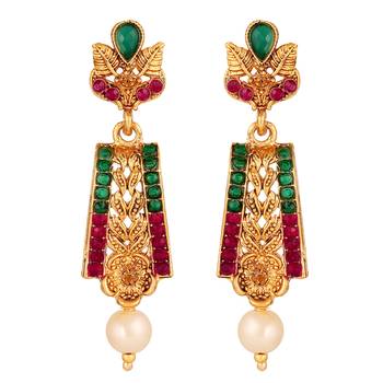 Attractive Gold Plated Multi Stone Choker Style Necklace Set For Women 4