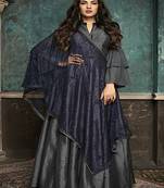 Grey embroidered silk salwar