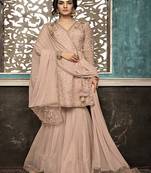 Light-pink embroidered net salwar