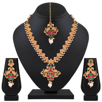 Peacock Design Gold Plated Princess Style Necklace Set For Women 2