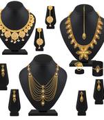 Exclusive Designer Gold Plated Multy Color Stone Set Of 3 Necklace Set Combo For Women