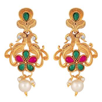 Peacock Design Gold Plated Princess Style Necklace Set For Women 4