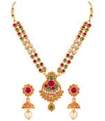 Indian Trendy Gold Plated Multistone Choker Style Necklace Set For Women