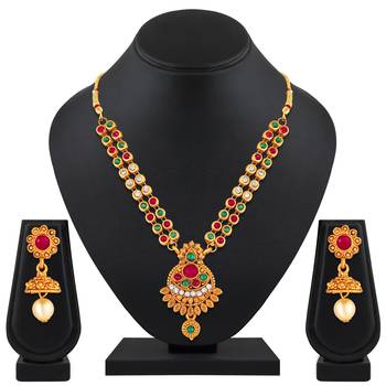 Indian Trendy Gold Plated Multistone Choker Style Necklace Set For Women 2
