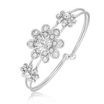Stylish Silver Plated Flower Shape Set Of 1 Kada & 1 Finger Ring Combo For Women 2