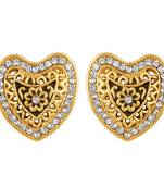 Heart Shaped Gold Plated White Stone Stud Earring For Women
