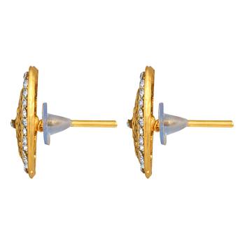 Heart Shaped Gold Plated White Stone Stud Earring For Women 3