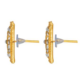 Stylish Square Shape Gold Plated White Stone  Stud Earring For Women 3