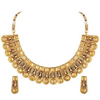 Excellent Designer Choker Style Gold Plated Necklace Set For Women 1