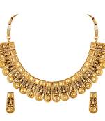 Excellent Designer Choker Style Gold Plated Necklace Set For Women