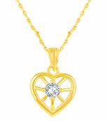 Beautiful Heart Shape Gold Plated Cz Stone Pendant With Chain For Women