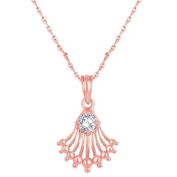 Creative Designer Rose Gold Plated Cz Stone Pendant With Chain For Women 1