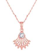 Creative Designer Rose Gold Plated Cz Stone Pendant With Chain For Women