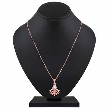 Creative Designer Rose Gold Plated Cz Stone Pendant With Chain For Women 2