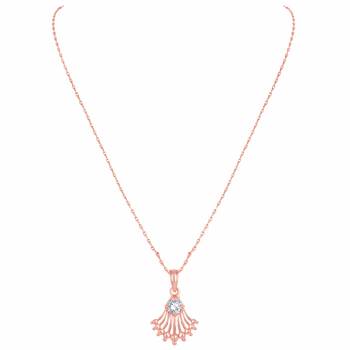 Creative Designer Rose Gold Plated Cz Stone Pendant With Chain For Women 3