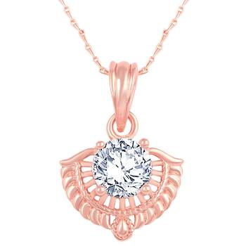 Excellent Designer Rose Gold Plated Cz Stone Pendant With Chain For Women 1