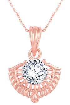 Excellent Designer Rose Gold Plated Cz Stone Pendant With Chain For Women