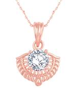 Excellent Designer Rose Gold Plated Cz Stone Pendant With Chain For Women