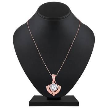 Excellent Designer Rose Gold Plated Cz Stone Pendant With Chain For Women 2