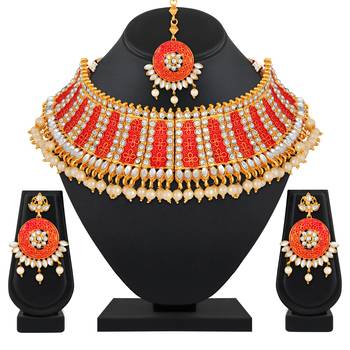 Traditional Designer Gold Plated Choker Style Necklace Set For Women 1