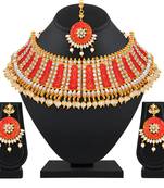 Traditional Designer Gold Plated Choker Style Necklace Set For Women