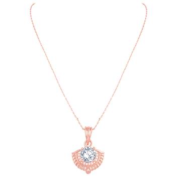 Excellent Designer Rose Gold Plated Cz Stone Pendant With Chain For Women 3