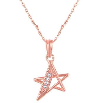 Beautiful Star Shape Rose Gold Plated Cz Stone Pendant With Chain For Women 1