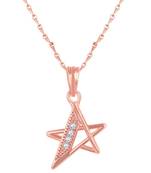 Beautiful Star Shape Rose Gold Plated Cz Stone Pendant With Chain For Women