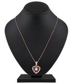 Pretty Heart Shape Rose Gold Plated Cz Stone Pendant With Chain For Women