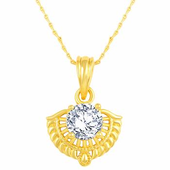 Excellent Designer Gold Plated Cz Stone Pendant With Chain For Women 1