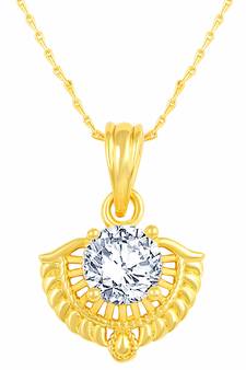 Excellent Designer Gold Plated Cz Stone Pendant With Chain For Women