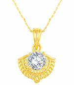 Excellent Designer Gold Plated Cz Stone Pendant With Chain For Women