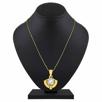 Excellent Designer Gold Plated Cz Stone Pendant With Chain For Women 2