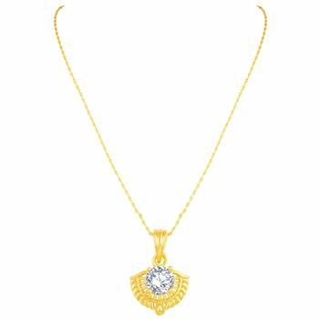Excellent Designer Gold Plated Cz Stone Pendant With Chain For Women 3