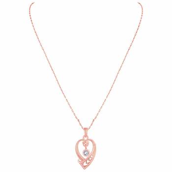 Exclusive Heart Shape Rose Gold Plated Cz Stone Pendant With Chain For Women 3