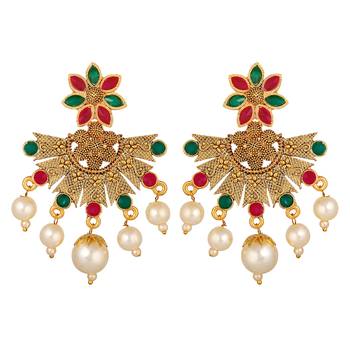 Ethnic Wedding Wear Gold Plated Multicolor Choker Necklace Set For Women 4