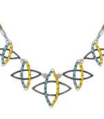 Stylish Silver Plated Multicolor Matinee Style Necklace For Girls And Women