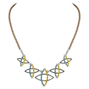 Stylish Silver Plated Multicolor Matinee Style Necklace For Girls And Women 2