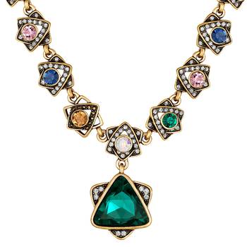 Party Wear Gold Plated Multi Colour Opera Style Necklace For Women 1