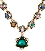 Party Wear Gold Plated Multi Colour Opera Style Necklace For Women