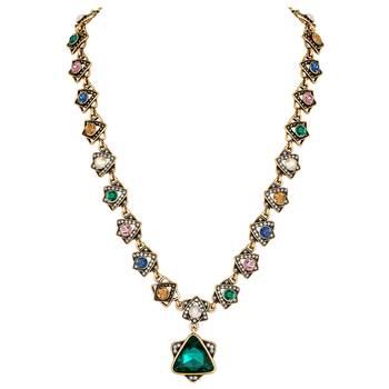 Party Wear Gold Plated Multi Colour Opera Style Necklace For Women 2