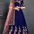 Dark Blue Thread, Dori, Zari and Embroidered with Diamond Work Taffeta Silk Semi Stitched wedding Lehenga