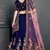 Dark Blue Thread, Dori, Zari and Embroidered with Diamond Work Taffeta Silk Semi Stitched wedding Lehenga