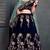 Figurative Navy Blue Dori, Zari And Sequins Embroidered Semi Velvet Fabric edding designer Lehenga Choli