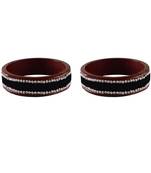 Black Stone Stud Lac Bangle For Women