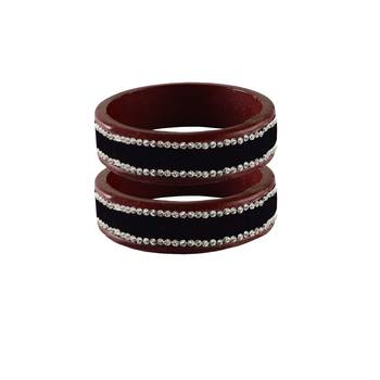 Black Stone Stud Lac Bangle For Women 2