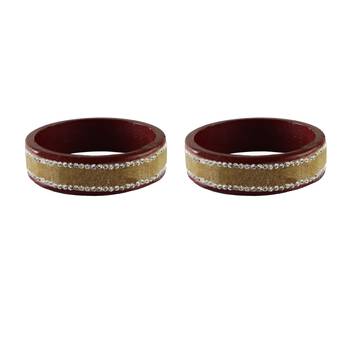 Dark Brown Stone Stud Lac Bangle For Women 1
