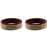 Dark Brown Stone Stud Lac Bangle For Women