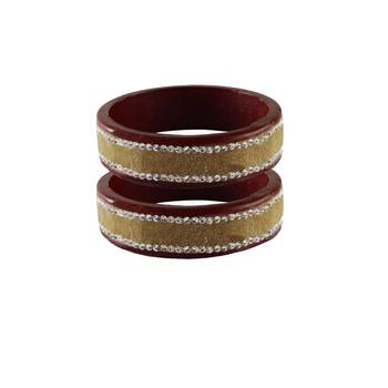 Dark Brown Stone Stud Lac Bangle For Women 2